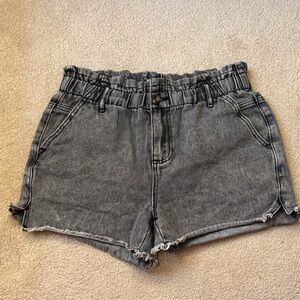Cinched Waist Denim Shorts